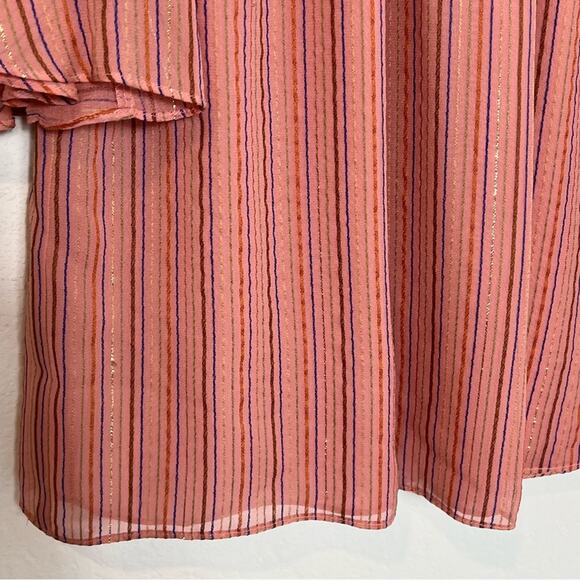 REBECCA TAYLOR MTLI LUREX STRIPE TOP BLOUSE SIZE MEDIUM BRAND NEW MSRP$275 - Picture 8 of 11